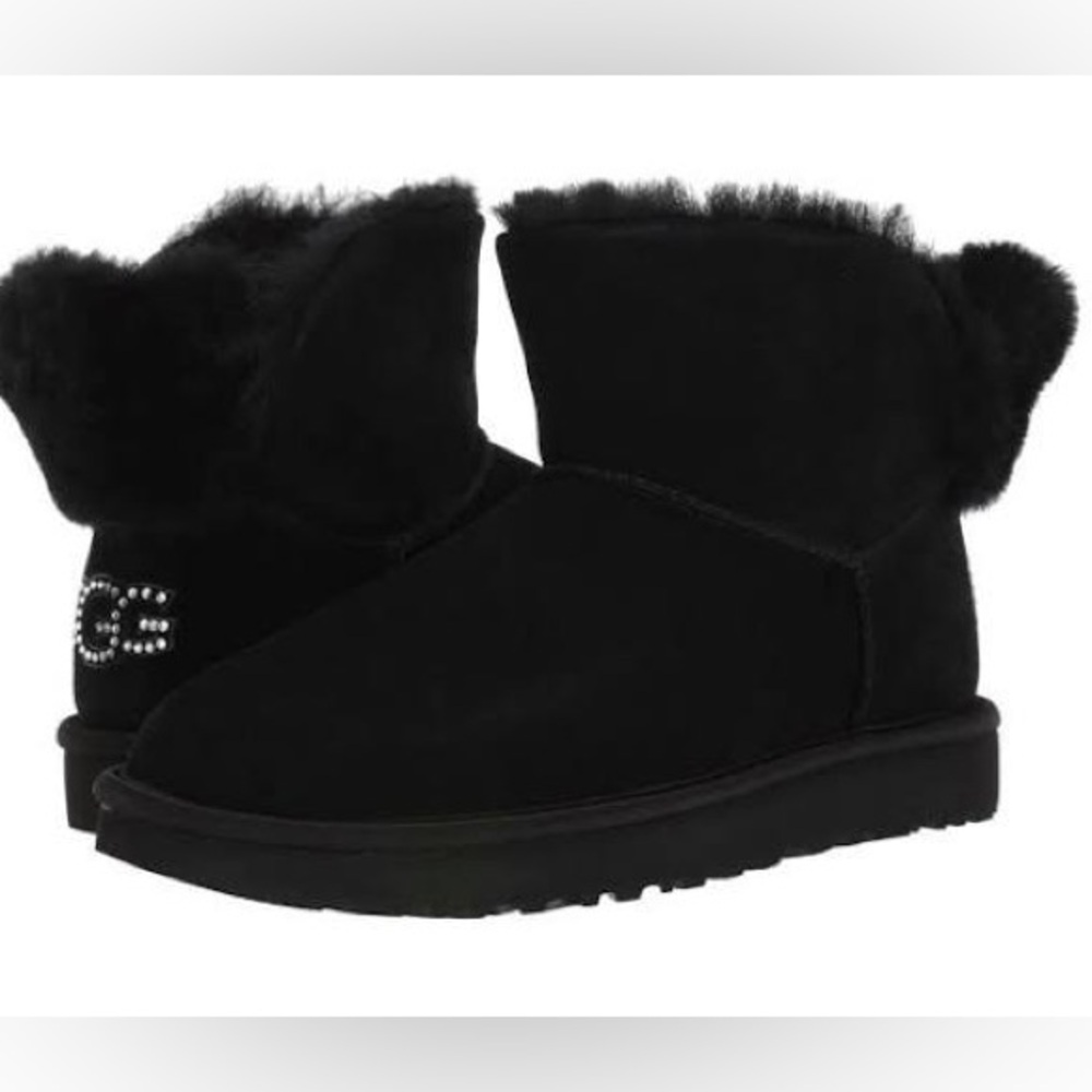 UGG Black Boots with Sparkling Logo